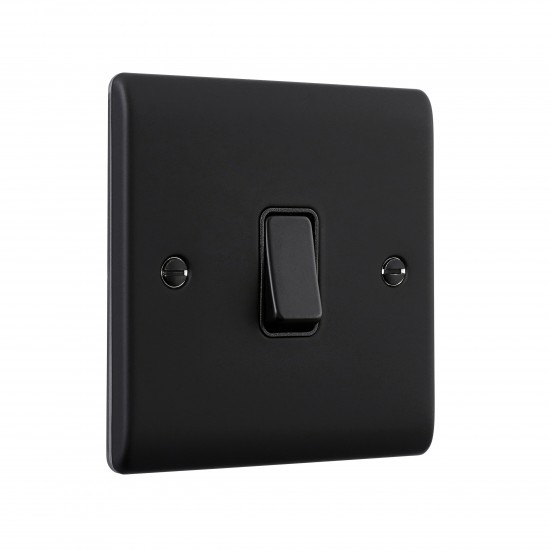 Saxby Raised Screwed 10AX 1 Gang Intermediate Switch - Matt Black with Black Insert