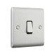 Saxby Raised Screwed 10AX 1 Gang Intermediate Switch - Brushed Steel with Black Insert