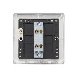 Saxby Raised Screwed 10AX 1 Gang Intermediate Switch - Brushed Steel with Black Insert