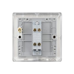 Saxby Raised Screwed 10AX 1 Gang Intermediate Switch - Brushed steel with Grey Insert