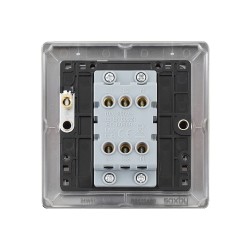 Saxby Raised Screwed 10AX 1 Gang 3-Pole Fan Isolator Switch - Antique Brass with Black Insert