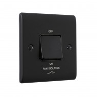 Saxby Raised Screwed 10AX 1 Gang 3-Pole Fan Isolator Switch - Matt Black with Black Insert