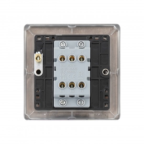 Saxby Raised Screwed 10AX 1 Gang 3-Pole Fan Isolator Switch - Matt Black with Black Insert
