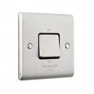 Saxby Raised Screwed 10AX 1 Gang 3-Pole Fan Isolator Switch - Brushed Steel with Black Insert