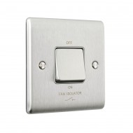 Saxby Raised Screwed 10AX 1 Gang 3-Pole Fan Isolator Switch - Brushed Steel with Grey Insert