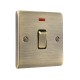 Saxby Raised Screwed 20A 1 Gang Double Pole Switch With Neon - Antique Brass with Black Insert