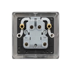 Saxby Raised Screwed 20A 1 Gang Double Pole Switch With Neon - Antique Brass with Black Insert