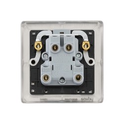 Saxby Raised Screwed 20A 1 Gang Double Pole Switch With Neon - Brushed Steel with Black Insert