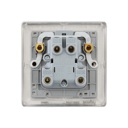 Saxby Raised Screwed 20A 1 Gang Double Pole Switch With Neon - Brushed Steel with Grey Insert