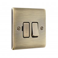 Saxby Raised Screwed 13A Switched Fused Spur Unit - Antique Brass with Black Inserts
