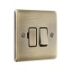 Saxby Raised Screwed 13A Switched Fused Spur Unit - Antique Brass with Black Inserts