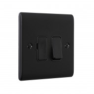 Saxby Raised Screwed 13A Switched Fused Spur Unit - Matt Black with Black Inserts