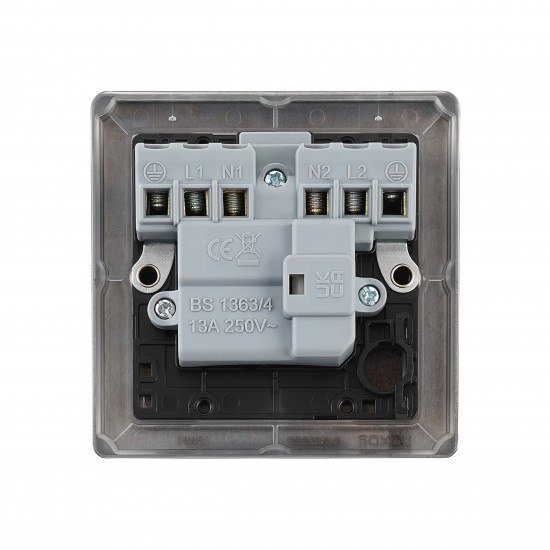 Saxby Raised Screwed 13A Switched Fused Spur Unit - Matt Black with Black Inserts