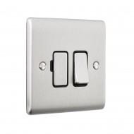 Saxby Raised Screwed 13A Switched Fused Spur Unit - Brushed Steel with Black Inserts