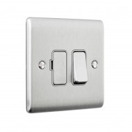 Saxby Raised Screwed 13A Switched Fused Spur Unit - Brushed Steel with Grey Inserts