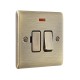 Saxby Raised Screwed 13A Switched Fused Spur Unit with Neon - Antique Brass with Black Inserts