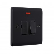 Saxby Raised Screwed 13A Switched Fused Spur Unit with Neon - Matt Black with Black Inserts