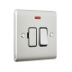 Saxby Raised Screwed 13A Switched Fused Spur Unit with Neon - Brushed Steel with Black Inserts