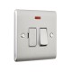 Saxby Raised Screwed 13A Switched Fused Spur Unit with Neon - Brushed Steel with Grey Inserts