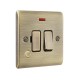 Saxby Raised Screwed 13A Switched Fused Spur Unit with F.O & Neon - Antique Brass with Black Inserts