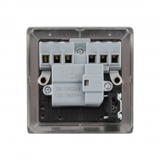 Saxby Raised Screwed 13A Switched Fused Spur Unit with F.O & Neon - Antique Brass with Black Inserts
