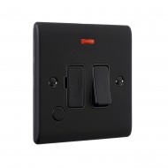 Saxby Raised Screwed 13A Switched Fused Spur Unit with F.O & Neon - Matt Black with Black Inserts