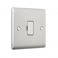 Saxby Raised Screwed 13A Unswitched Fused Spur Unit - Brushed Steel with Grey Insert