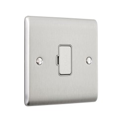 Saxby Raised Screwed 13A Unswitched Fused Spur Unit - Brushed Steel with Grey Insert