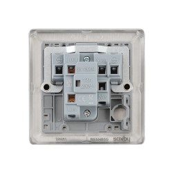 Saxby Raised Screwed 13A Unswitched Fused Spur Unit - Brushed Steel with Grey Insert