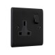Saxby Raised Screwed 13A 1 Gang Double Pole Switched Socket - Matt Black with Black Inserts