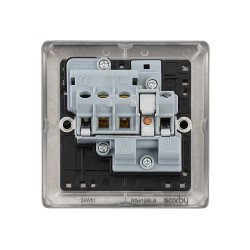 Saxby Raised Screwed 13A 1 Gang Double Pole Switched Socket - Matt Black with Black Inserts