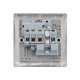 Saxby Raised Screwed 13A 1 Gang Double Pole Switched Socket - Brushed Steel with Grey Inserts