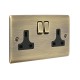 Saxby Raised Screwed 13A 2 Gang Double Pole Switched Socket - Antique Brass with Black Inserts