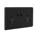 Saxby Raised Screwed 13A 2 Gang Double Pole Switched Socket - Matt Black with Black Inserts