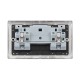 Saxby Raised Screwed 13A 2 Gang Double Pole Switched Socket - Brushed Steel with Black Inserts