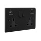 Saxby Raised Screwed 13A 2G DP Switched Socket with 15.5 USB A&C - Matt Black with Black Inserts