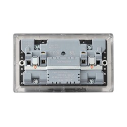 Saxby Raised Screwed 13A 2G DP Switched Socket with 15.5 USB A&C - Brushed Steel with Black Inserts