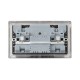 Saxby Raised Screwed 13A 2G DP Switched Socket with 15.5 USB A&C - Brushed Steel with Black Inserts