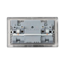 Saxby Raised Screwed 13A 2G DP Switched Socket with 15.5 USB A&C - Brushed Steel with Grey Inserts