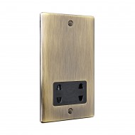 Saxby Raised Screwed Dual Voltage Shaver Socket - Antique Brass with Black Insert