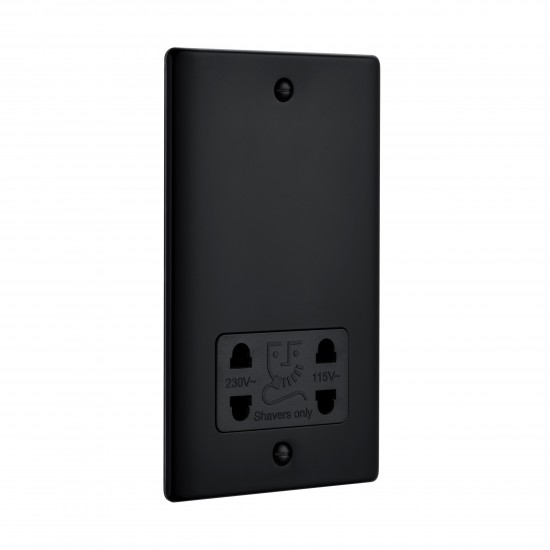Saxby Raised Screwed Dual Voltage Shaver Socket - Matt Black with Black Insert