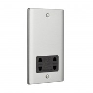 Saxby Raised Screwed Dual Voltage Shaver Socket - Brushed Steel with Black Insert