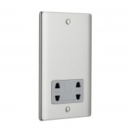 Saxby Raised Screwed Dual Voltage Shaver Socket - Brushed Steel with Grey Insert