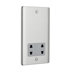 Saxby Raised Screwed Dual Voltage Shaver Socket - Brushed Steel with Grey Insert
