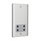 Saxby Raised Screwed Dual Voltage Shaver Socket - Brushed Steel with Grey Insert