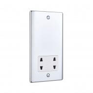 Saxby Raised Screwed Dual Voltage Shaver Socket - Polished Chrome with White Insert