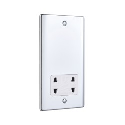 Saxby Raised Screwed Dual Voltage Shaver Socket - Polished Chrome with White Insert