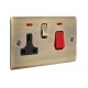 Saxby Raised Screwed 45A DP Cooker Switch with 13A Socket & Neon's - Antique Brass with Black Insert