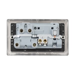 Saxby Raised Screwed 45A DP Cooker Switch with 13A Socket & Neon's - Brushed Steel with Black Insert
