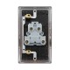 Saxby Raised Screwed 45A Large Plate Double Pole Switch with Neon - Antique Brass with Black Insert